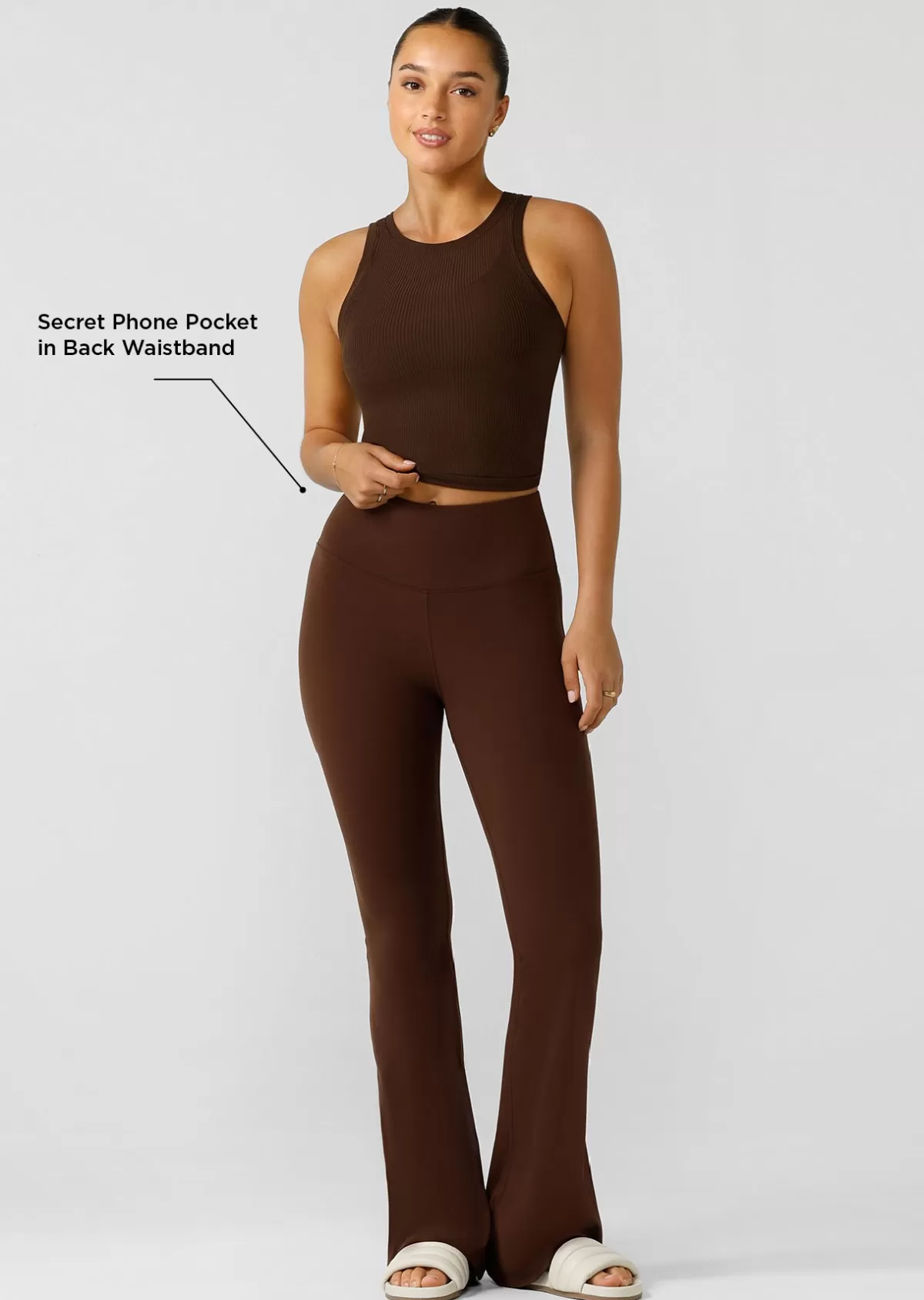 Lorna Jane Tights And Leggings*Effortless Phone Pocket Flared Leggings Espresso