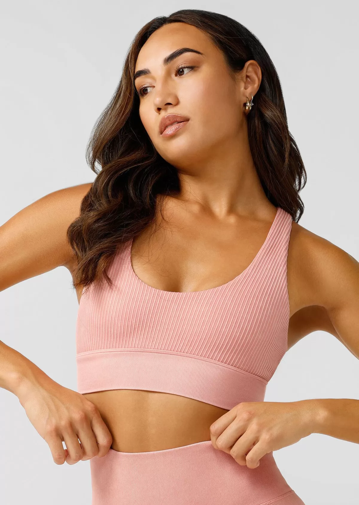 Lorna Jane Sports Bras*It Girl Wide Rib Seamless Sports Bra WashedPeach