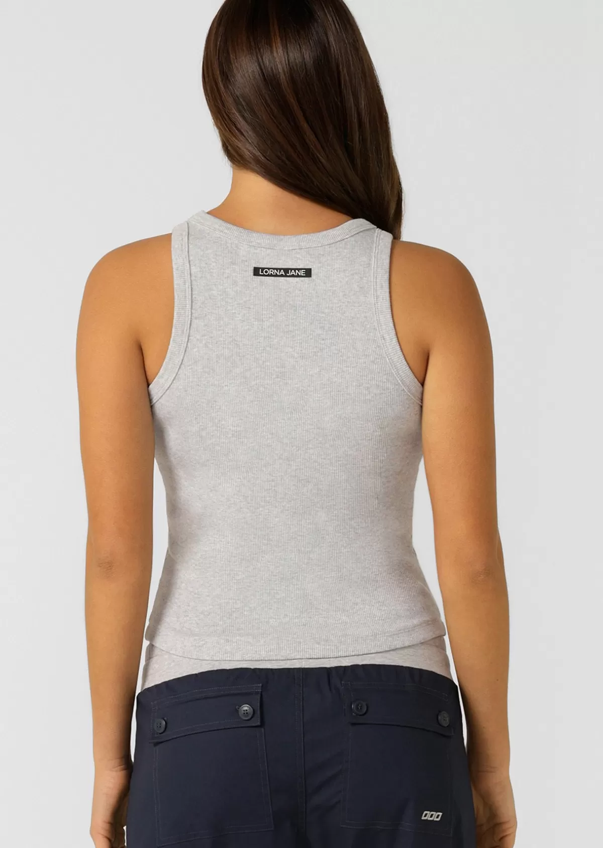 Lorna Jane Tanks*LJ Basics Rib Tank LightGreyMarl