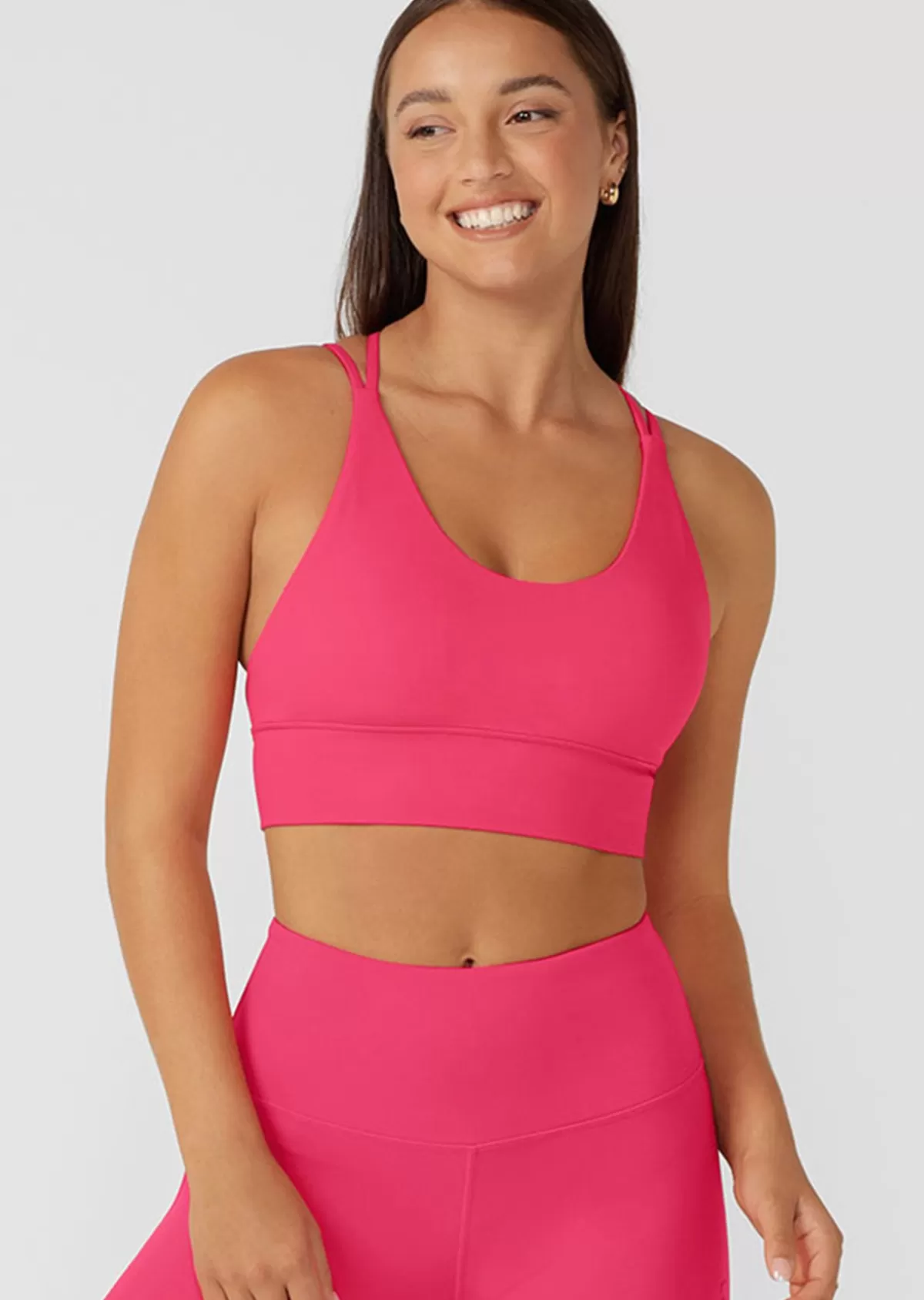 Lorna Jane Sports Bras*Lotus Longline Sports Bra NeonRaspberry