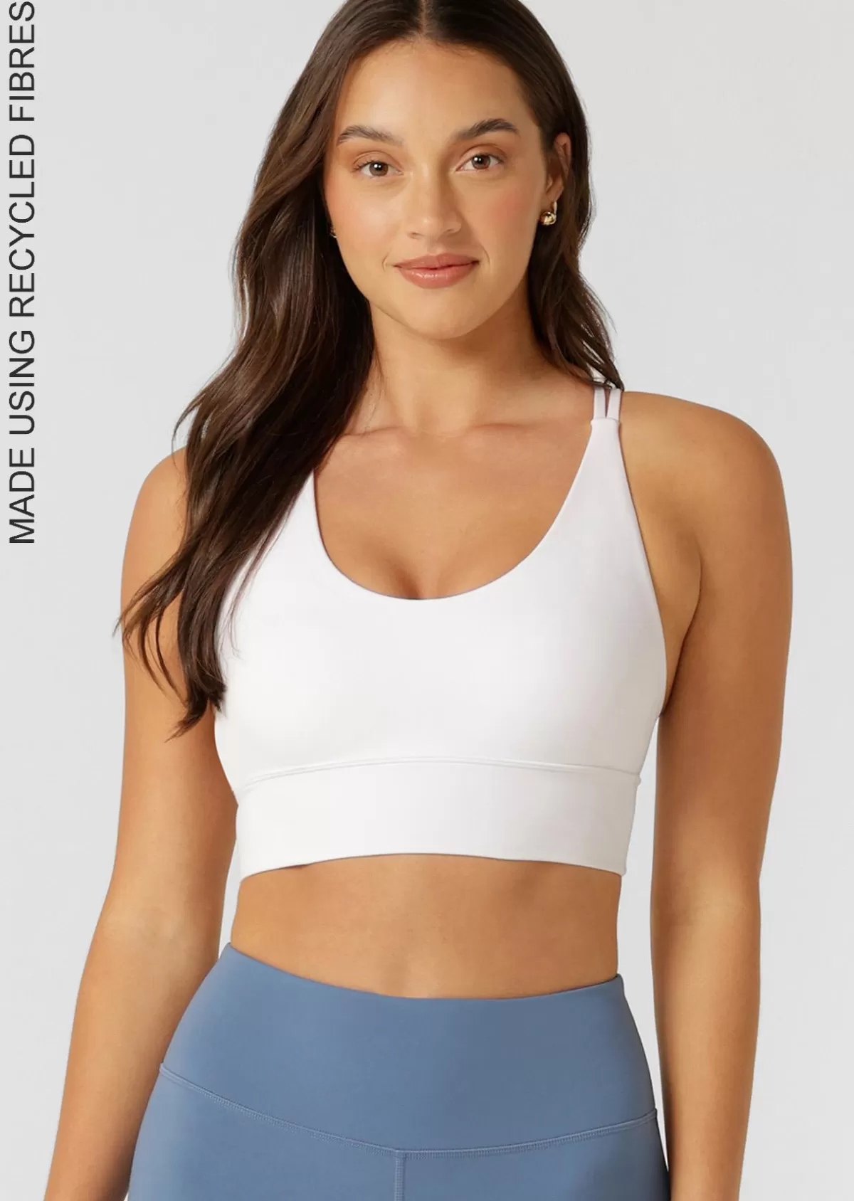 Lorna Jane Sports Bras*Lotus Longline Sports Bra WhiteRecycled