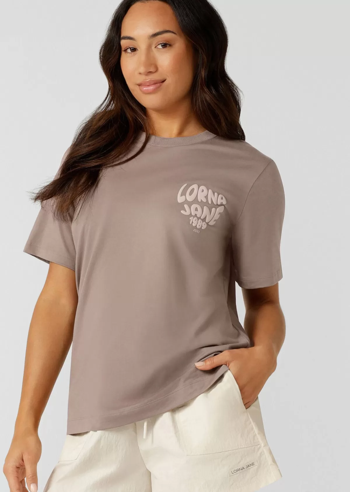 Lorna Jane Tops & Tees*Never Give Up Relaxed T-Shirt Bone