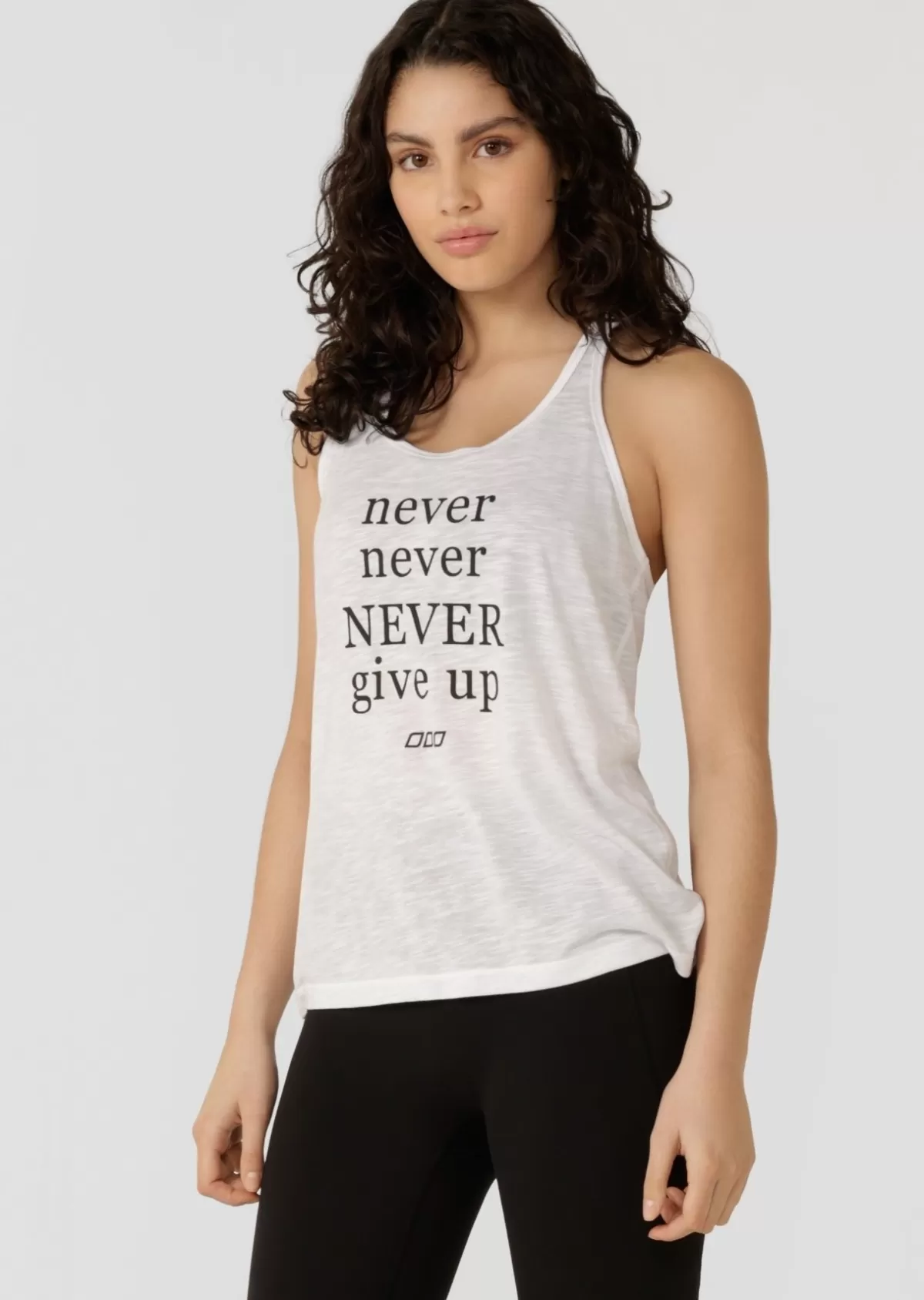 Lorna Jane Tanks*Never Give Up Slouchy Gym Tank White