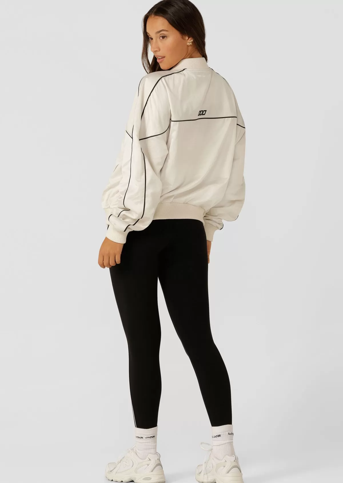 Lorna Jane Jackets, Hoodies And Sweats*Pipe Dream Satin Bomber Cream