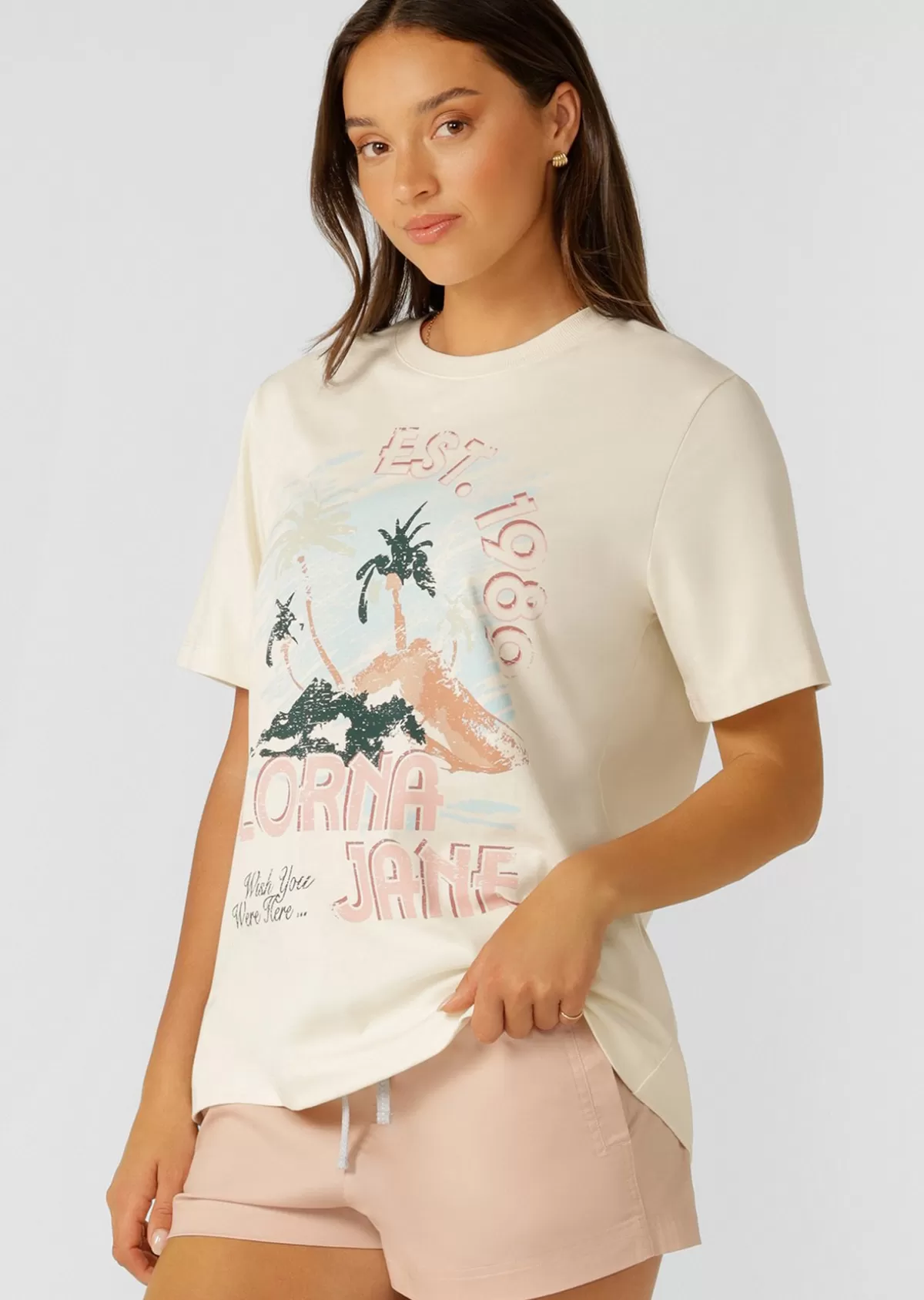 Lorna Jane Tops & Tees*Summer Days Relaxed T-shirt Cream