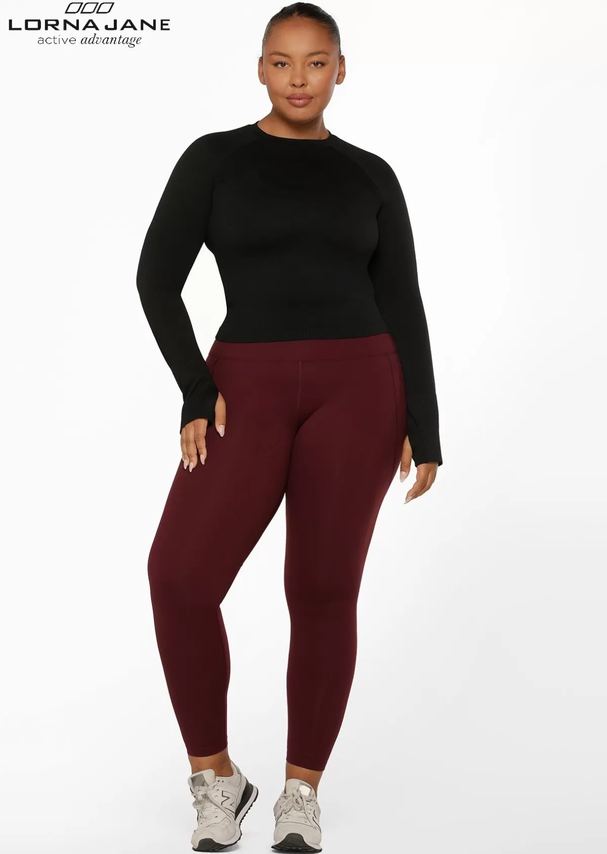 Lorna Jane Thermal*Ultra Amy Thermal Tech Full Length Leggings Maroon