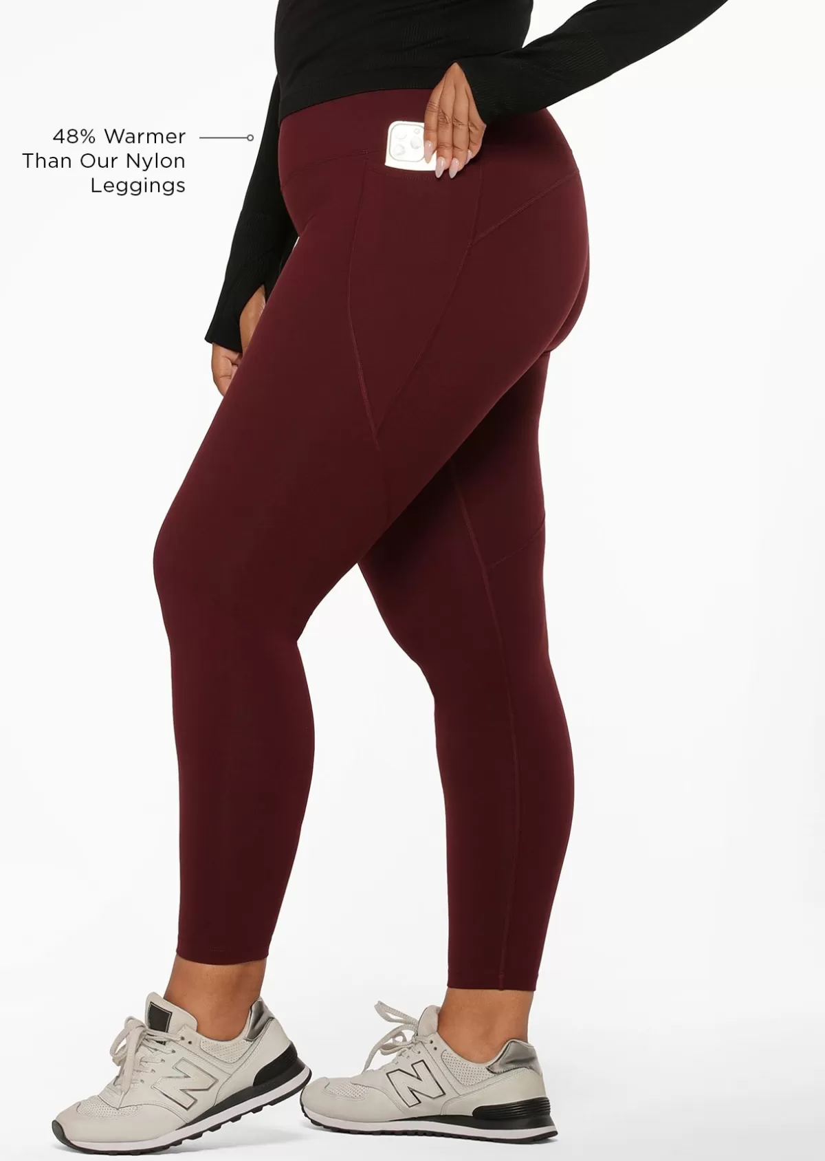 Lorna Jane Thermal*Ultra Amy Thermal Tech Full Length Leggings Maroon